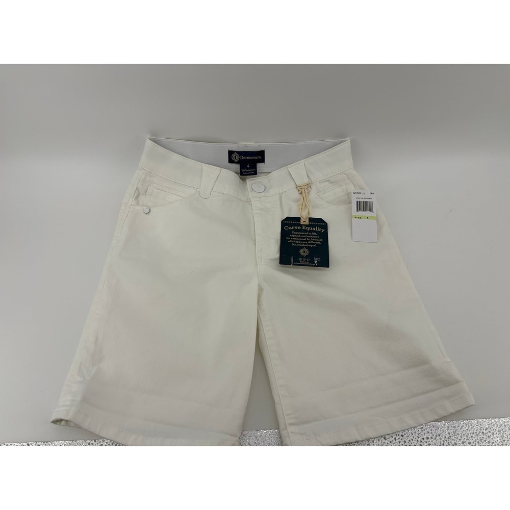 Democracy Ab solution Jean Denim Bermuda Shorts, White, Women's Size 4 NWT